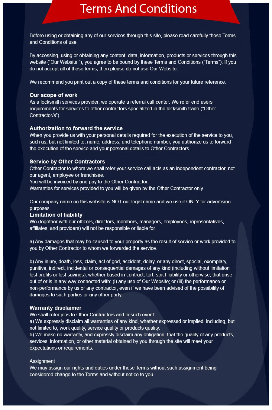 South Holland Locksmith Store South Holland, IL 708-629-3212 - TermsAndConditions-3